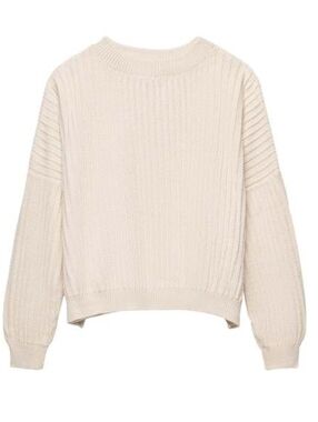 Honest Cotton Courtney Crewneck Boxy Travel Sweater Cream Size O/S